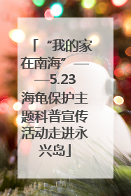 “我的家在南海”——5.23海龟保护主题科普宣传活动走进永兴岛