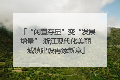 “闲置存量”变“发展增量” 浙江现代化美丽城镇建设再添新意