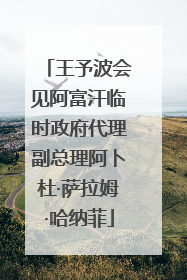 王予波会见阿富汗临时政府代理副总理阿卜杜·萨拉姆·哈纳菲