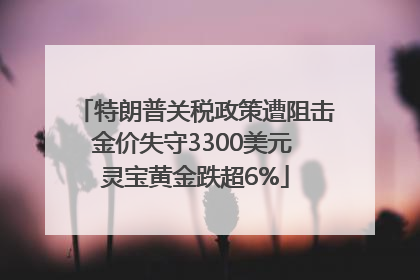 特朗普关税政策遭阻击金价失守3300美元 灵宝黄金跌超6%