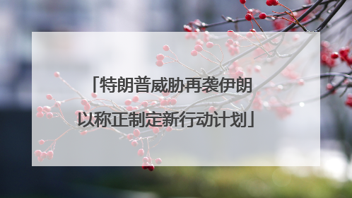 特朗普威胁再袭伊朗 以称正制定新行动计划