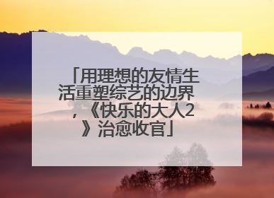 用理想的友情生活重塑综艺的边界，《快乐的大人2》治愈收官