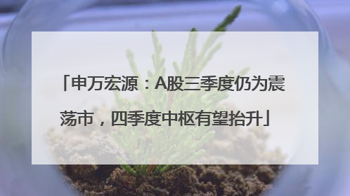 申万宏源：A股三季度仍为震荡市，四季度中枢有望抬升