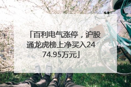 百利电气涨停，沪股通龙虎榜上净买入2474.95万元