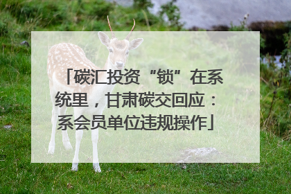 碳汇投资“锁”在系统里，甘肃碳交回应：系会员单位违规操作