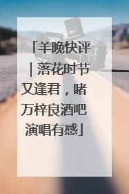 羊晚快评｜落花时节又逢君，睹万梓良酒吧演唱有感