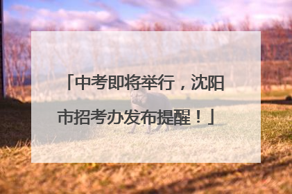中考即将举行，沈阳市招考办发布提醒！