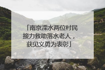 南京溧水两位村民接力救助落水老人，获见义勇为表彰