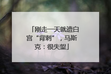 刚走一天就遭白宫“背刺”，马斯克：很失望