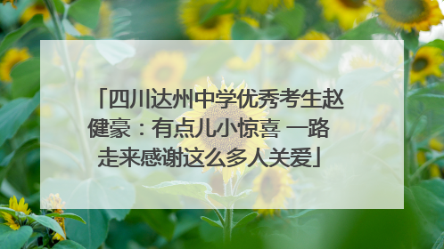 四川达州中学优秀考生赵健豪：有点儿小惊喜 一路走来感谢这么多人关爱