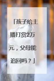 孩子给主播打赏2万元，父母能追回吗？