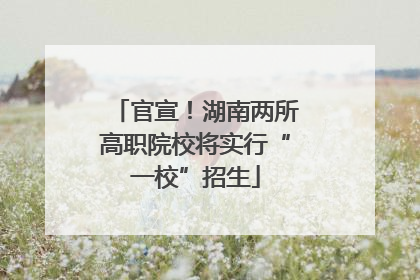 官宣！湖南两所高职院校将实行“一校”招生