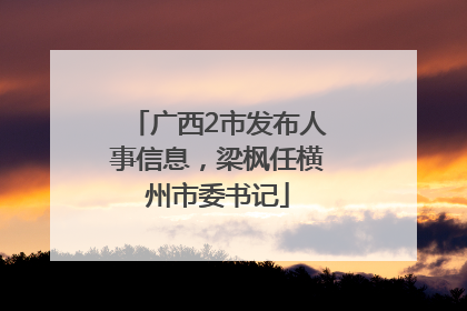 广西2市发布人事信息，梁枫任横州市委书记