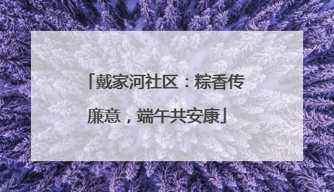 戴家河社区：粽香传廉意，端午共安康