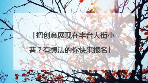 把创意展现在丰台大街小巷？有想法的你快来报名