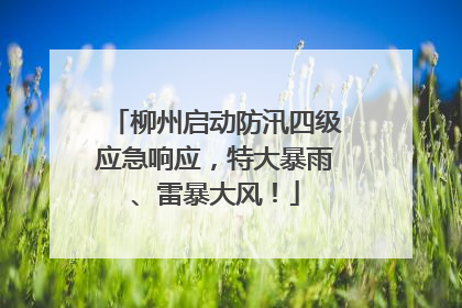 柳州启动防汛四级应急响应，特大暴雨、雷暴大风！