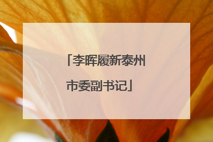李晖履新泰州市委副书记