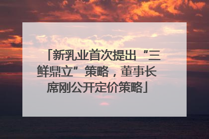 新乳业首次提出“三鲜鼎立”策略，董事长席刚公开定价策略