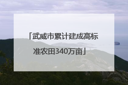 武威市累计建成高标准农田340万亩