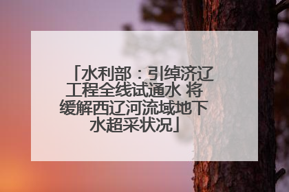 水利部：引绰济辽工程全线试通水 将缓解西辽河流域地下水超采状况