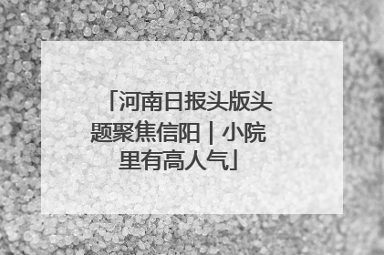 河南日报头版头题聚焦信阳｜小院里有高人气
