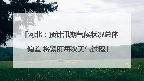 河北：预计汛期气候状况总体偏差 将紧盯每次天气过程