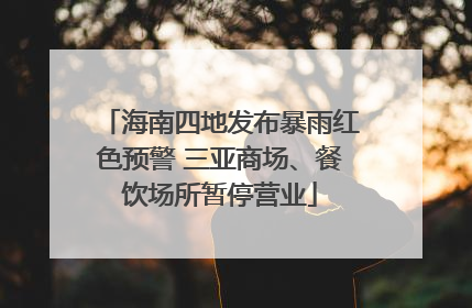 海南四地发布暴雨红色预警 三亚商场、餐饮场所暂停营业