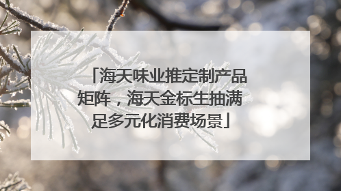 海天味业推定制产品矩阵，海天金标生抽满足多元化消费场景
