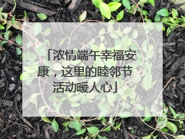 浓情端午幸福安康，这里的睦邻节活动暖人心