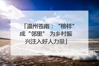 温州苍南：“榜样”成“邻里” 为乡村振兴注入好人力量