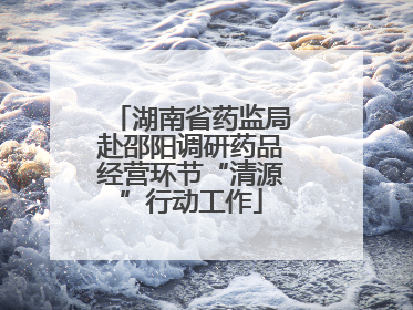 湖南省药监局赴邵阳调研药品经营环节“清源”行动工作