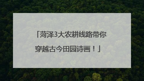 菏泽3大农耕线路带你穿越古今田园诗画！