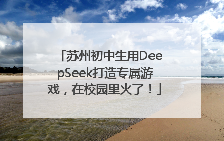苏州初中生用DeepSeek打造专属游戏，在校园里火了！