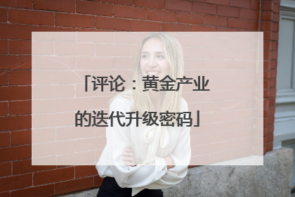 评论：黄金产业的迭代升级密码