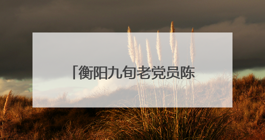 衡阳九旬老党员陈普开的执着与坚守
