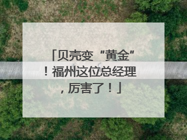 贝壳变“黄金”！福州这位总经理，厉害了！
