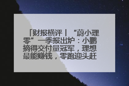 财报横评丨“蔚小理零”一季报出炉：小鹏摘得交付量冠军，理想最能赚钱，零跑迎头赶上，蔚来还在调整