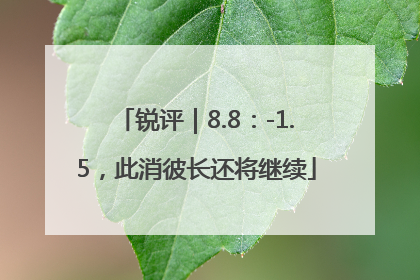 锐评｜8.8：-1.5，此消彼长还将继续