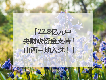22.8亿元中央财政资金支持！山西三地入选！